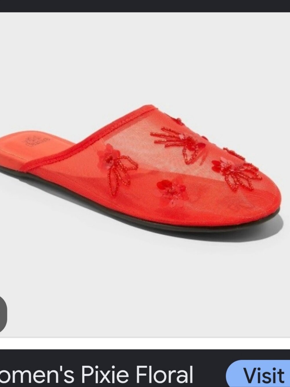 Target Red Beaded Mesh Slide Mules - Picture 4 of 7